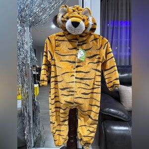 Cozy Tiger Print Kids Footie Pajamas